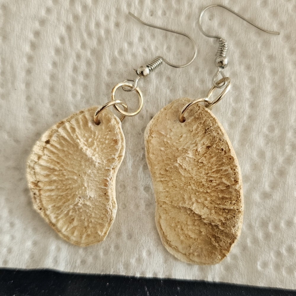 Ethically sourced dear vertebrae disc bone earrings